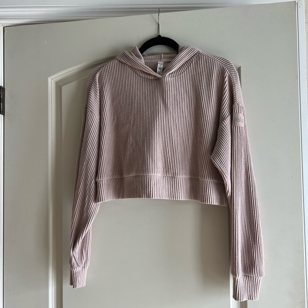 ALO Yoga Cropped Ribbed Hoodie